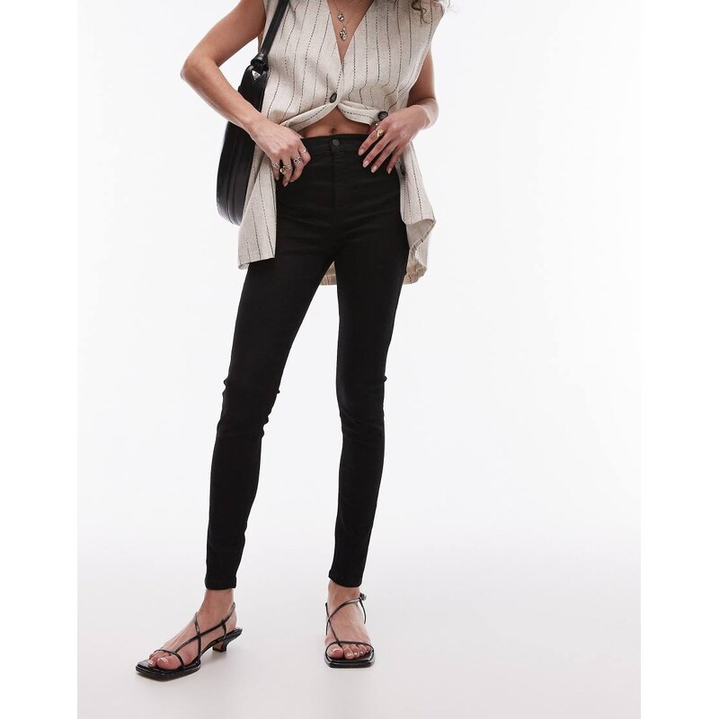 Topshop Joni high rise super skinny jean in pure black 100801367