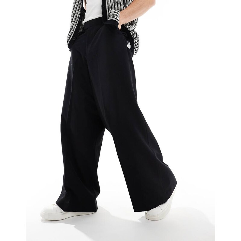 ASOS DESIGN smart extreme wide leg trousers in black