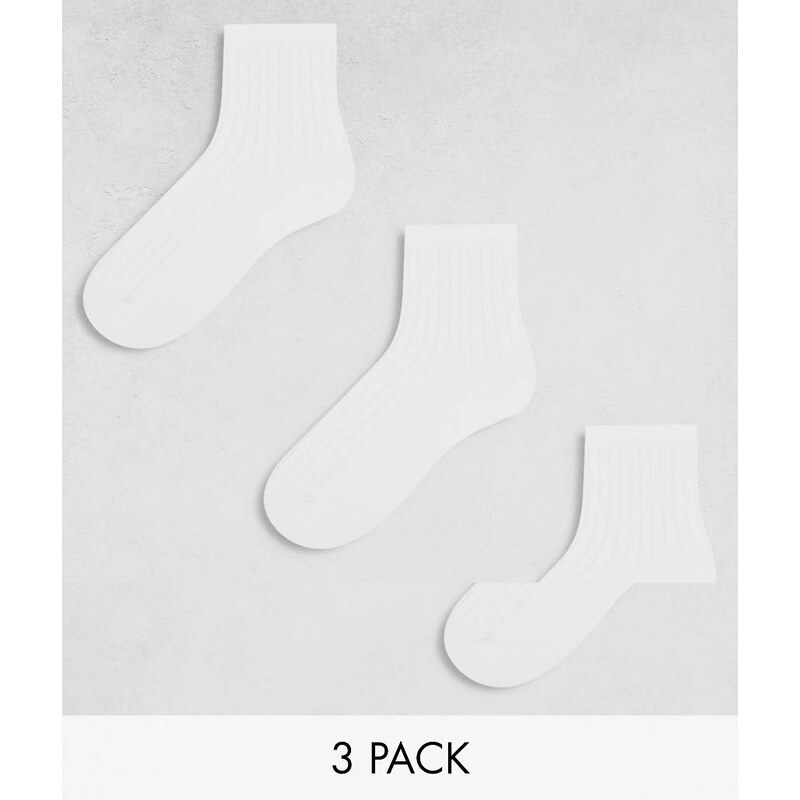 Weekday Bella 3-pack ribbed socks in white