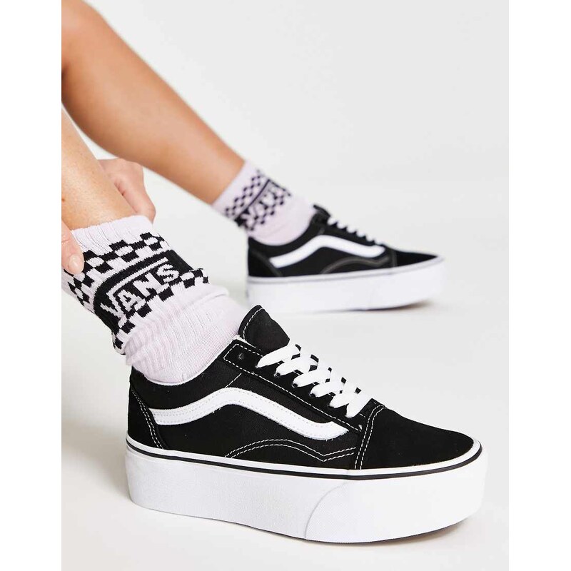 Vans Old Skool Stackform trainers in black and white