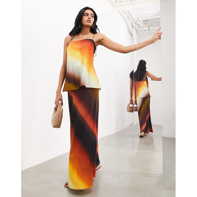 ASOS EDITION bias maxi skirt co-ord in ombre sunset stripe-Multi 100075833
