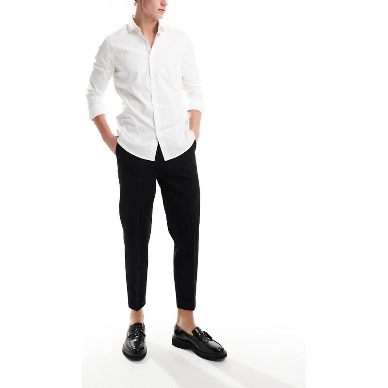 ASOS DESIGN smart tapered fit trousers in black
