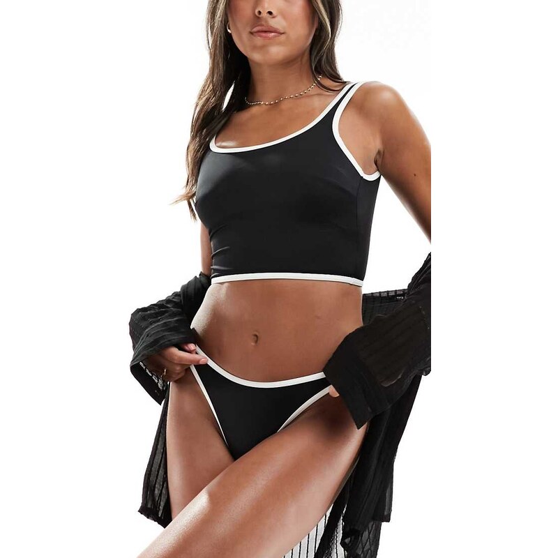ASOS DESIGN mix and match contrast binding high leg hipster bikini 100074748