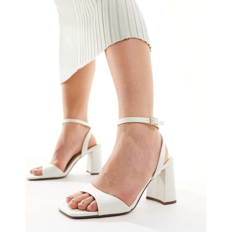 ASOS DESIGN Wide Fit Hotel barely there block heeled sandals in ivory 100076515