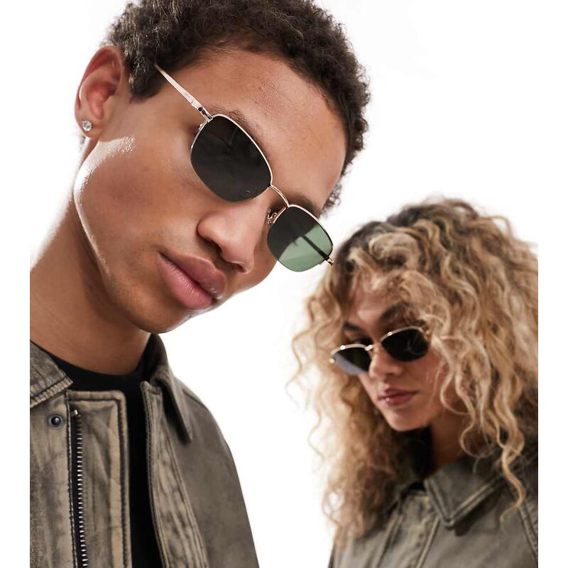 Reclaimed Vintage unisex D frame sunglasses in black 100077300
