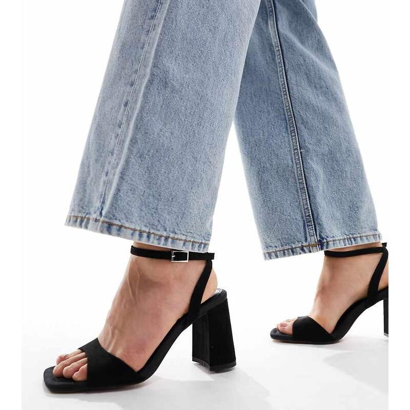 ASOS DESIGN Wide Fit Hotel barely there block heeled sandals in