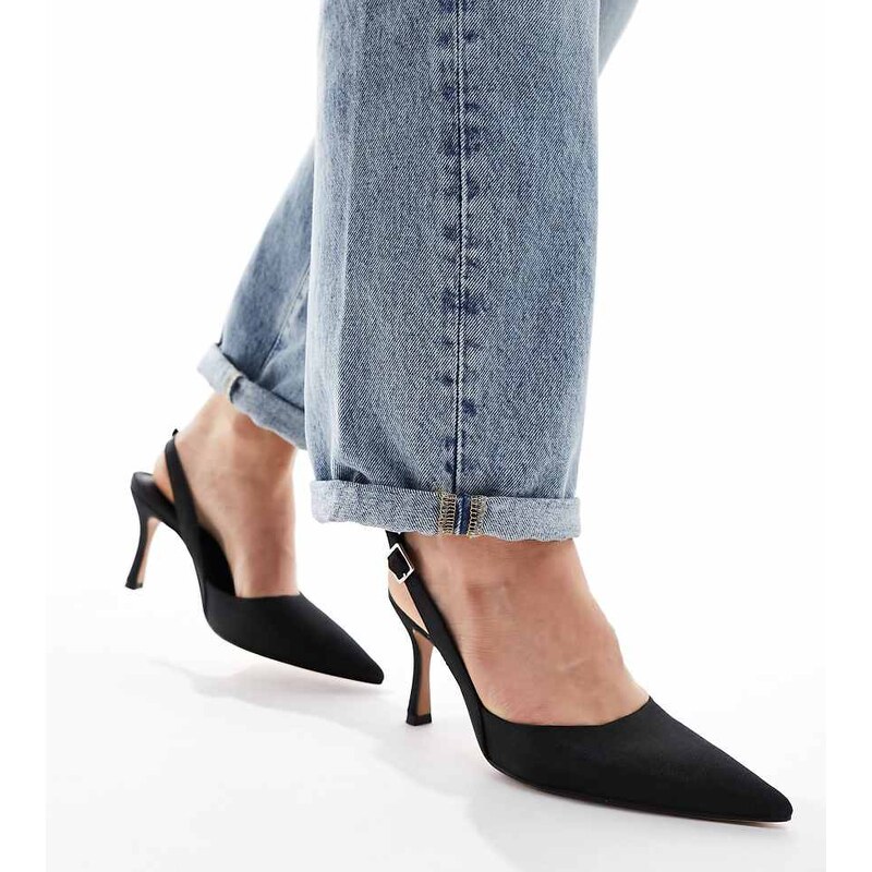 ASOS DESIGN Wide Fit Samber 2 slingback stiletto heels in black