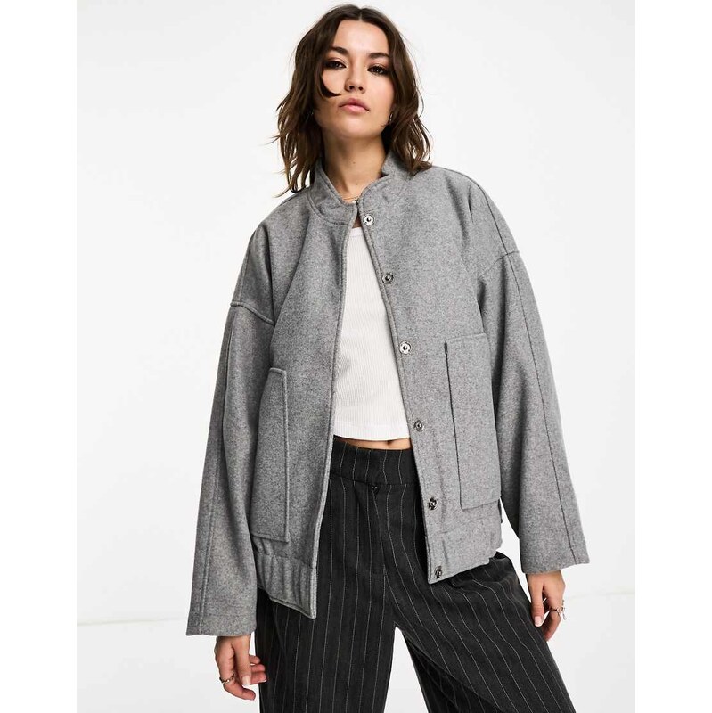 Noisy May brushed bomber jacket in light grey 114300082