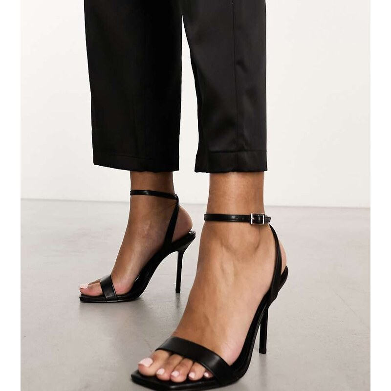 ASOS DESIGN Wide Fit Nali barely there heeled sandals in black