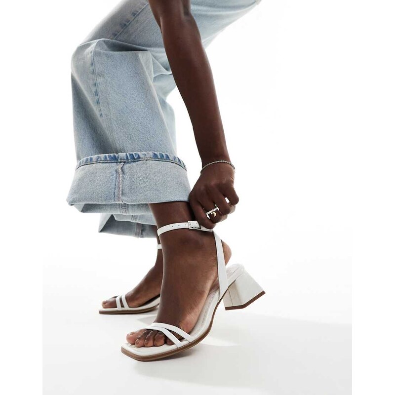 ASOS DESIGN Honeydew mid block heeled sandals in white 100080639