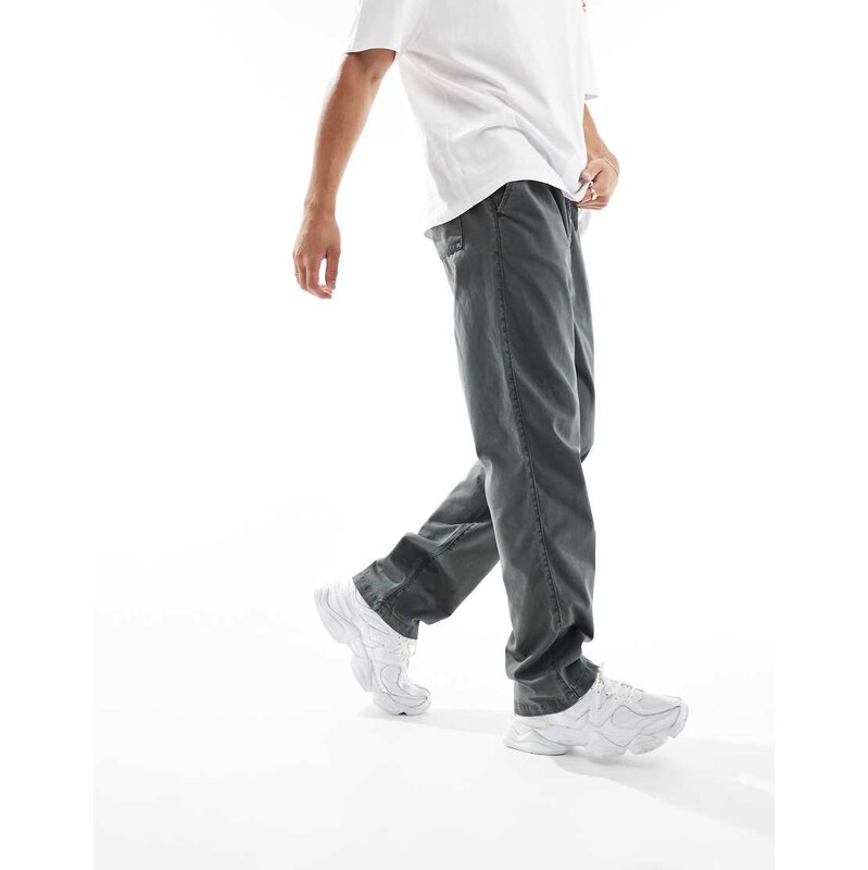 ASOS DESIGN straight leg pull on trouser in charcoal-Grey