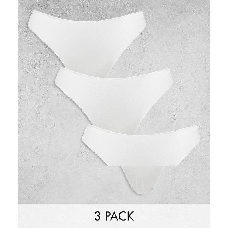 ASOS DESIGN 3 pack no VPL & lace thong in white 100075806