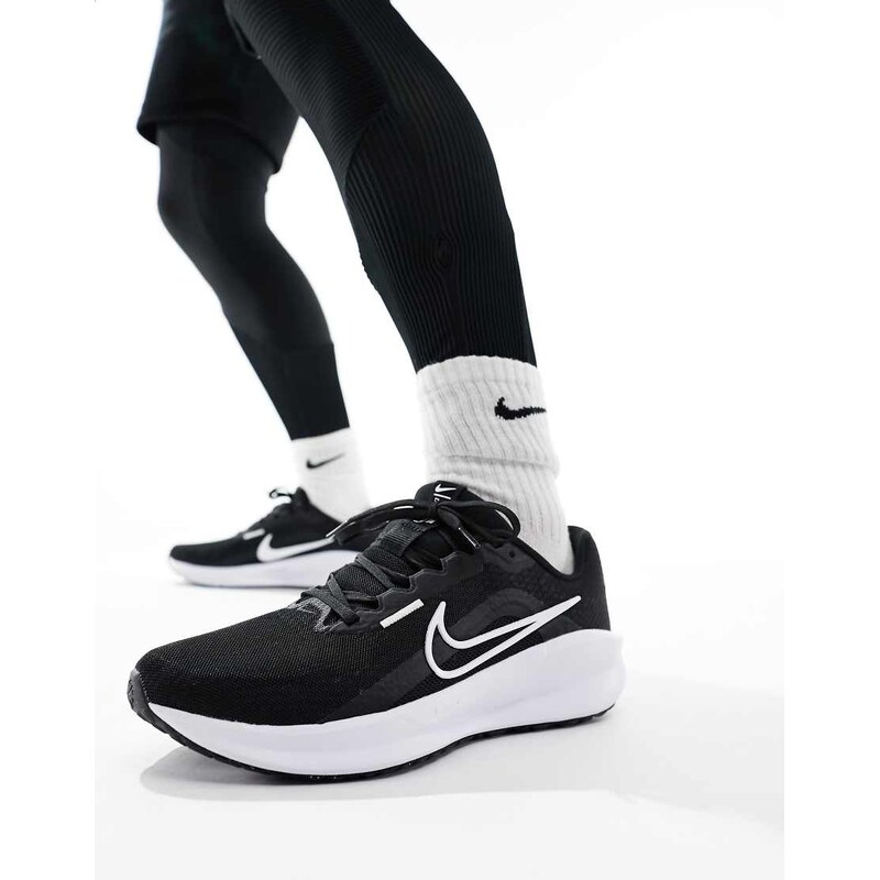 Nike Running Downshifter 13 trainers in black and white