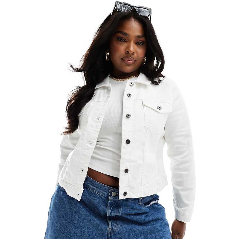 ONLY Curve denim jacket in white