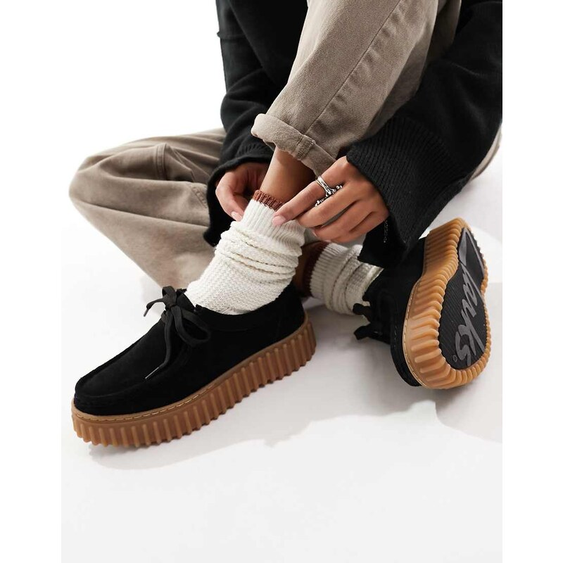 Clarks Torhill Bee shoe in black suede