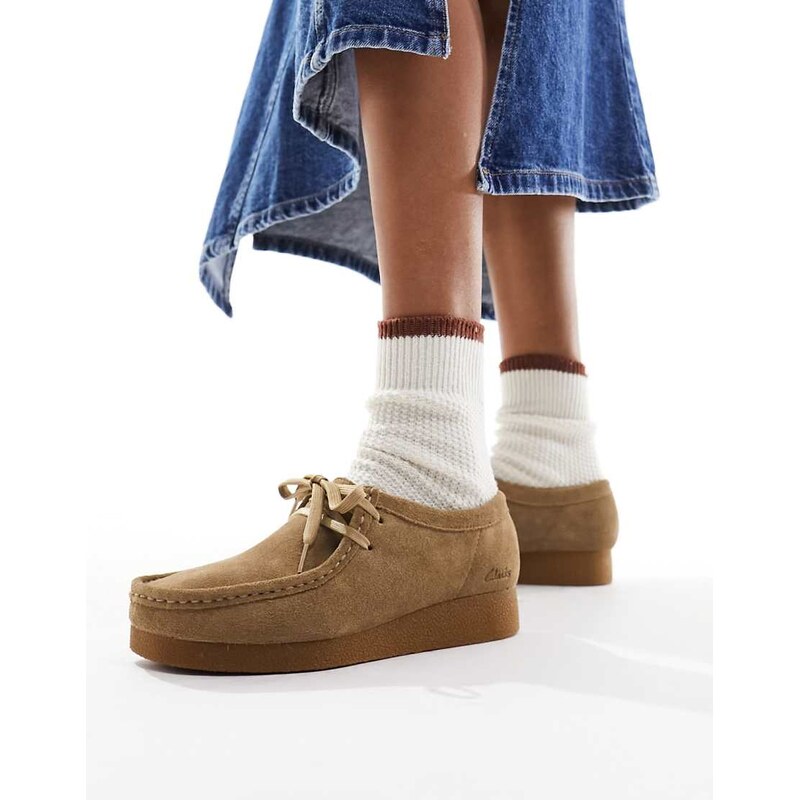 Clarks Wallabee Evo shoes in dark tan suede-Brown 104586367