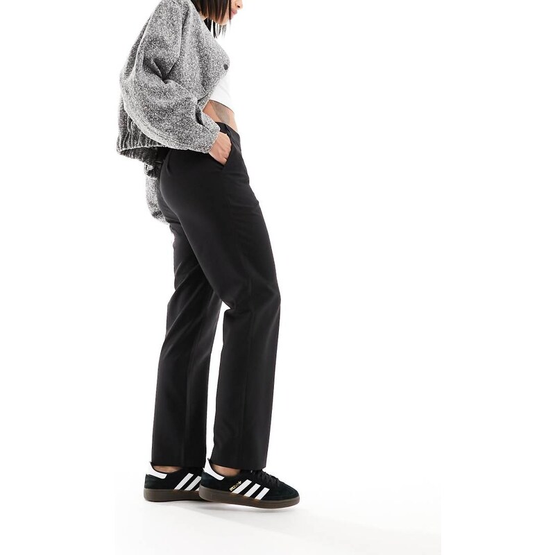 ASOS DESIGN tailored slim straight ankle length trousers in black 115733391