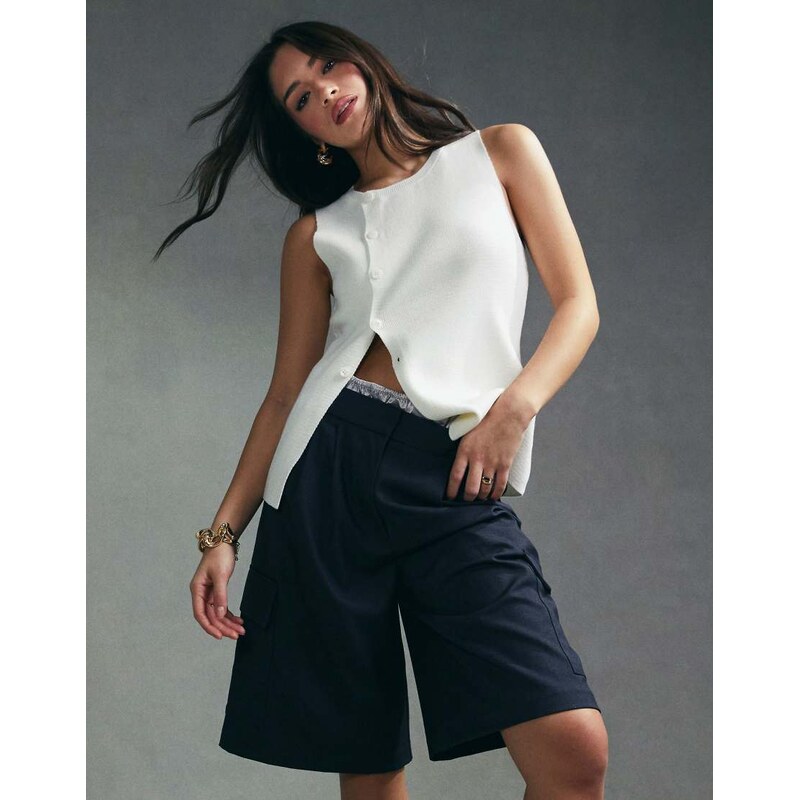 ASOS DESIGN knitted structured asymmetric button front waistcoat with 104084178