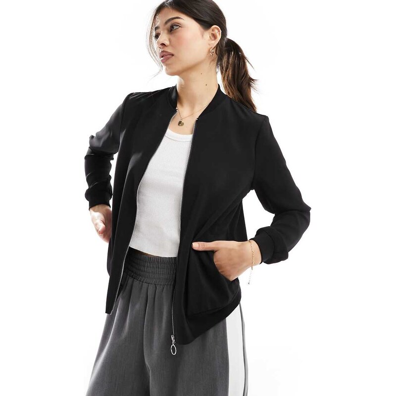 Vero Moda lightweight zip front bomber jacket in black 113259850