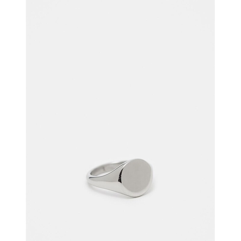 ASOS DESIGN waterproof stainless steel signet ring in silver