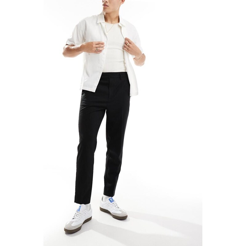 ASOS DESIGN smart tapered fit trousers in black