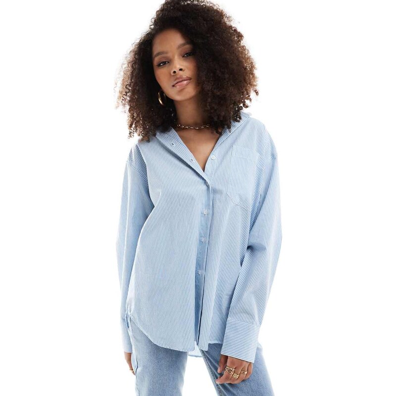 ASOS DESIGN oversized shirt in blue and white stripe-Multi 113259869