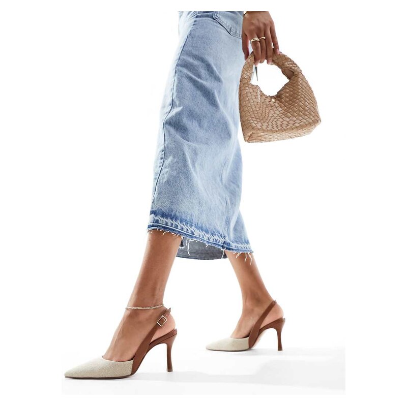 ASOS DESIGN Samber 2 slingback stiletto heels in natural-Neutral