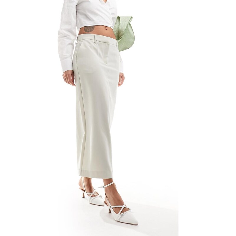 Vero Moda maxi skirt with slit back in stone-Neutral