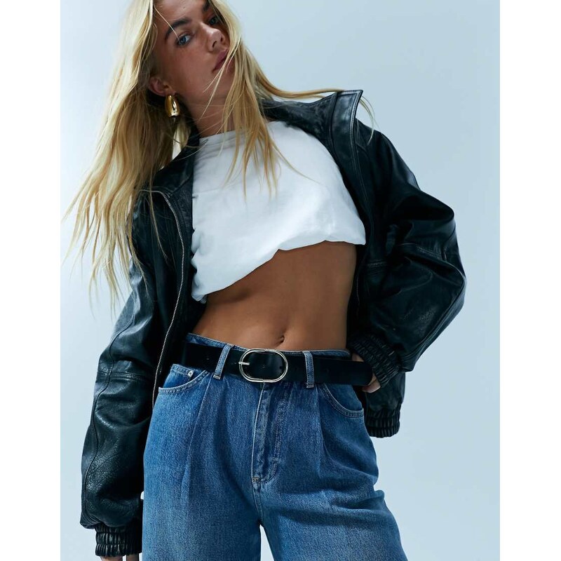 ASOS DESIGN leather fine tubular gold buckle waist and hip jeans belt 100077933