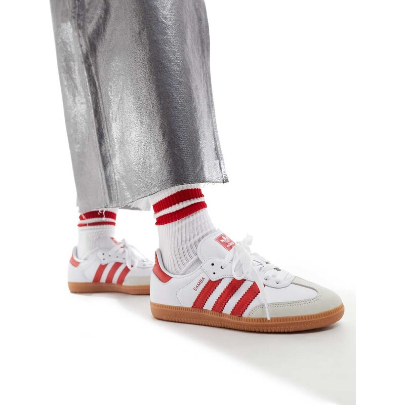 adidas Originals Samba trainers in white and red-Multi