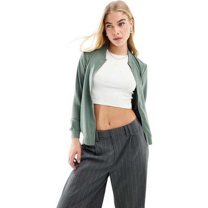 Vero Moda lightweight zip front bomber jacket in green 115509746