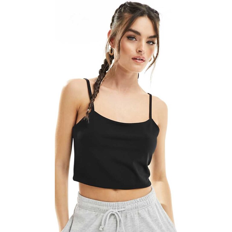 Noisy May cropped seamless cami top in black 115509679