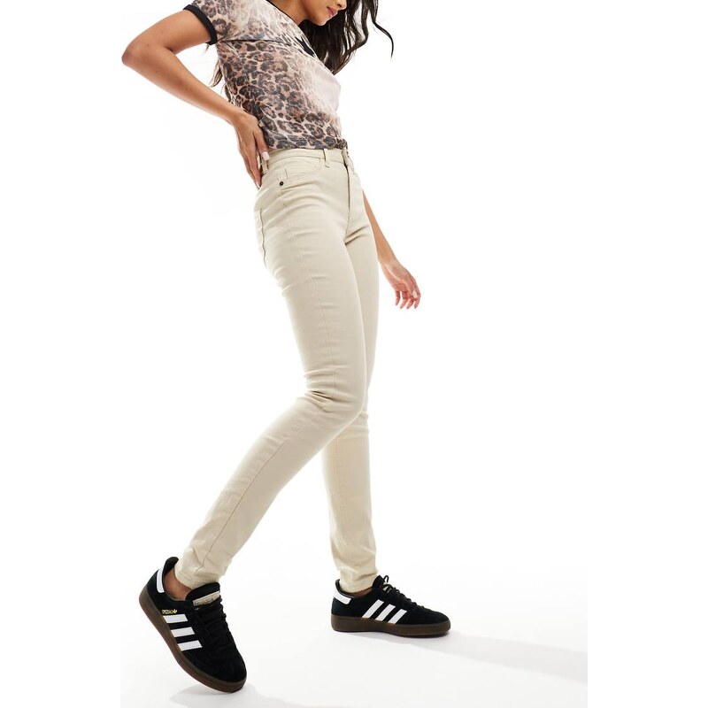 Noisy May Callie high wasited skinny jeans in ecru-Neutral 100078151