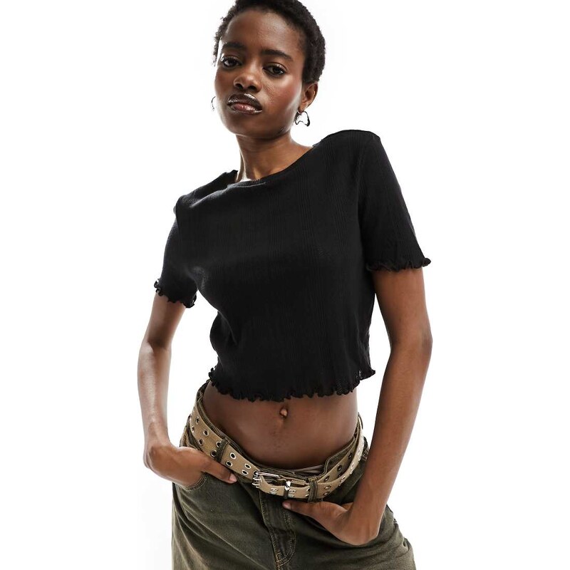 Noisy May baby lock crop top in black 100078154