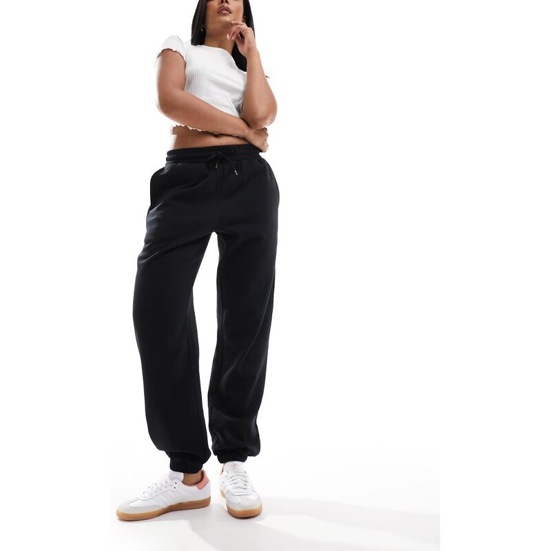 Monki joggers with cuffed hem in black