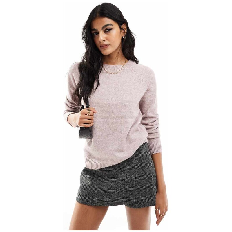 Vero Moda round neck knitted jumper in blush melange-Pink