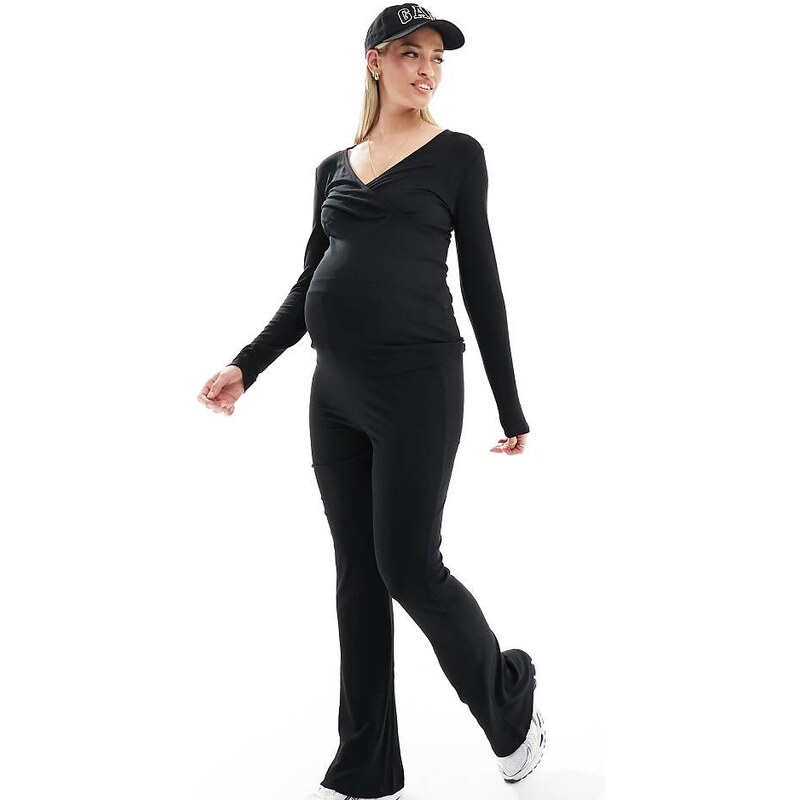 Mama.licious Mamalicious Maternity flared over the bump jersey trouser 113259838