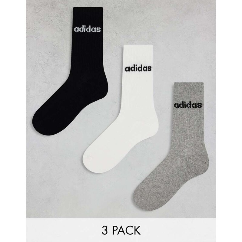 adidas performance adidas Training 3-pack linear logo crew socks in 100079145