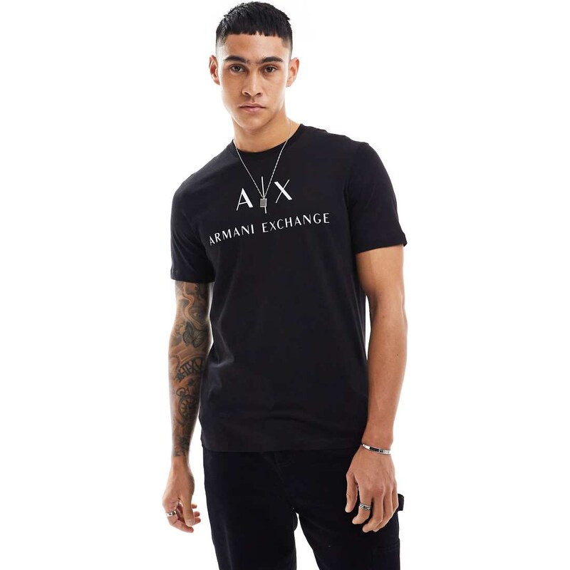 Armani Exchange chest logo slim fit t-shirt in black 100106927