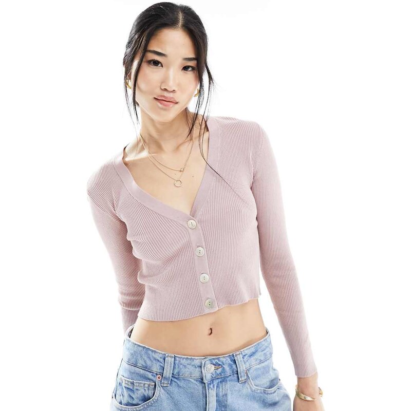 JDY long sleeve v-neck cardigan in neutral pink 100080318