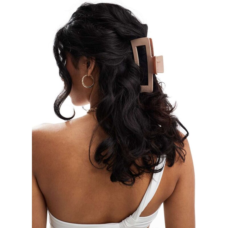Pieces XL rectangle hair claw clip in neutral 100114900
