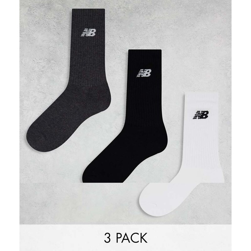 New Balance logo crew socks 3 pack in multi