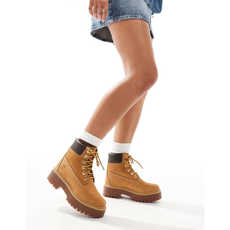 Timberland Stone Street 6 inch elevated boots in wheat nubuck-Brown 108615391