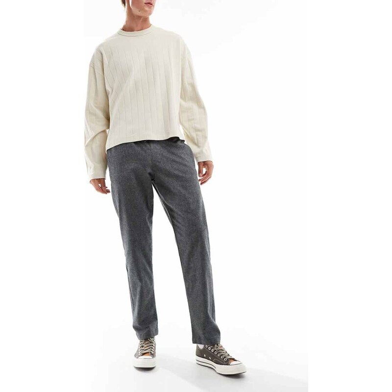 Jack & Jones tapered fit smart trouser with drawstring waist in
