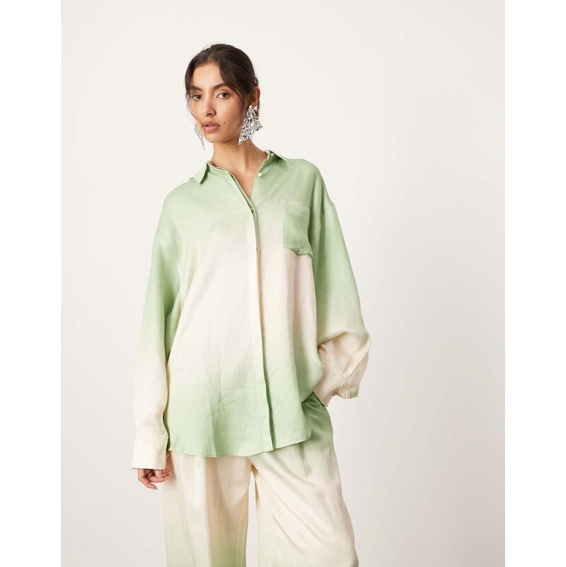 ASOS EDITION oversized shirt co-ord in green ombre print-Multi 114543672