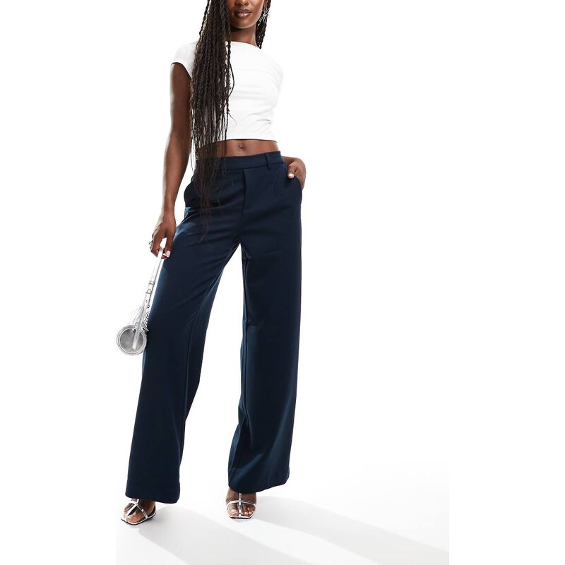 Object wide leg tailored trouser in navy
