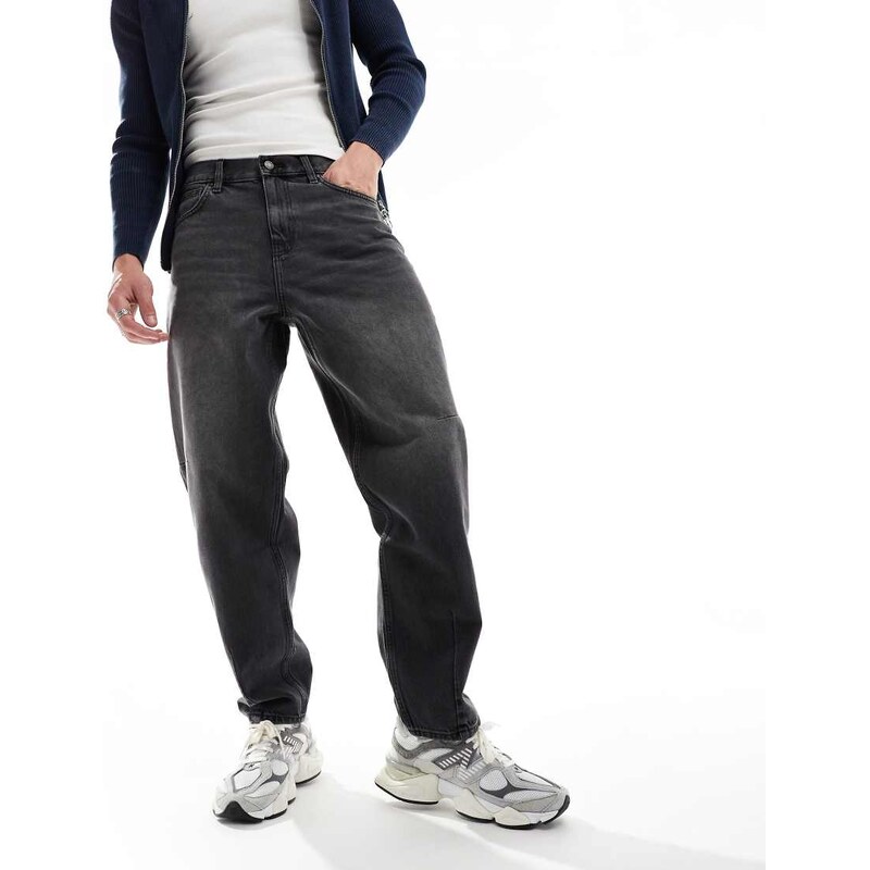 ASOS DESIGN baggy jeans with darts in washed black