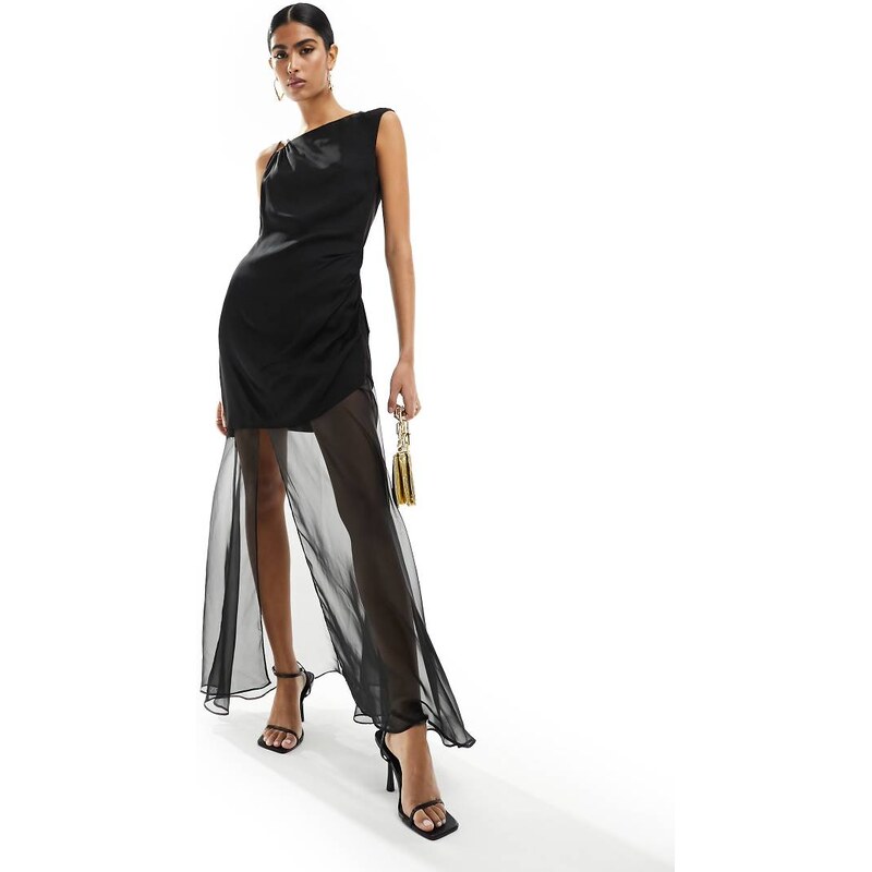 Ever New sheer contrast maxi dress in black 100081276