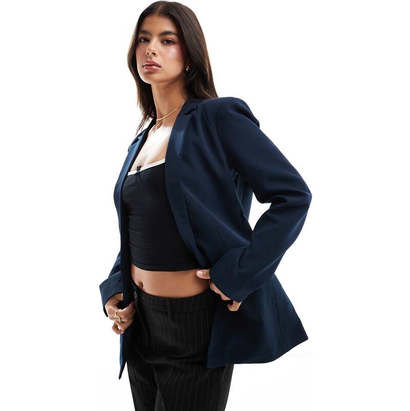 Pieces tailored oversized blazer in navy 115715459