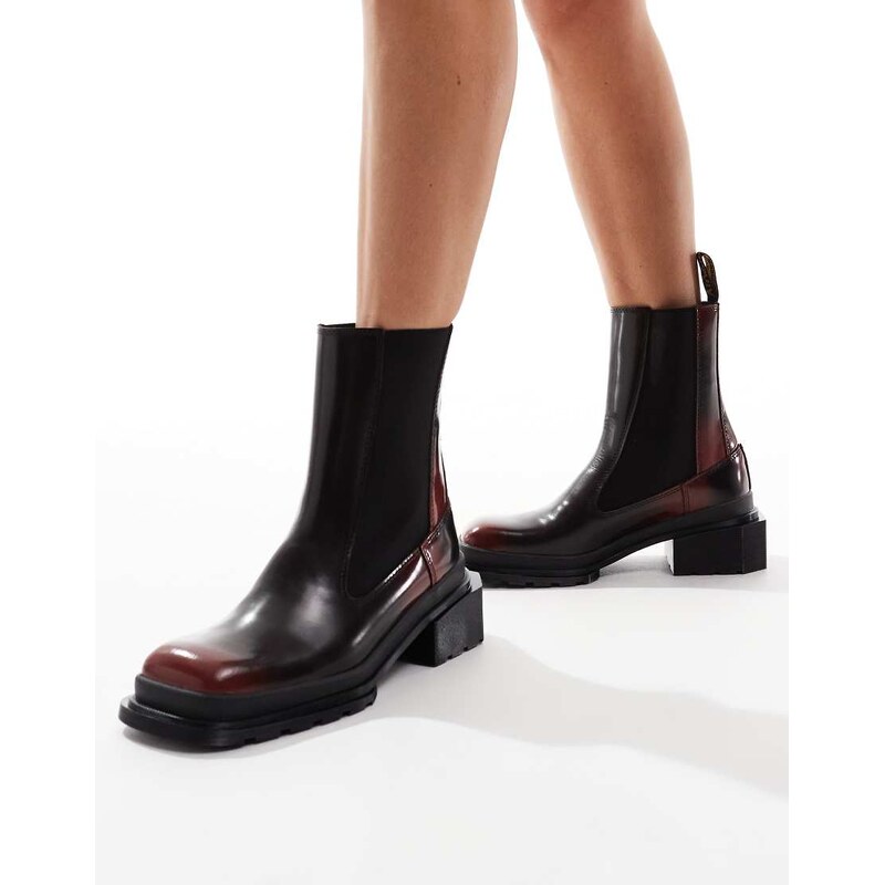 Dr Martens Maybole chelsea boots in burgundy leather-Red